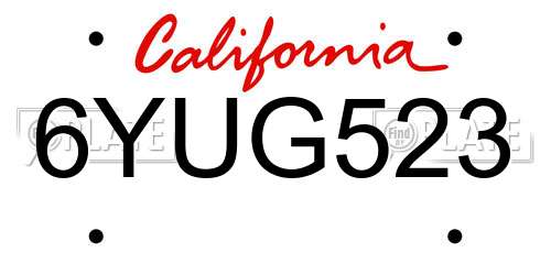 6YUG523 California License Plate