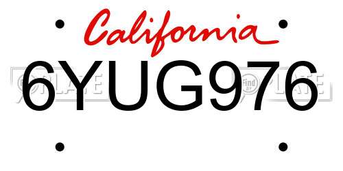 6YUG976 California License Plate