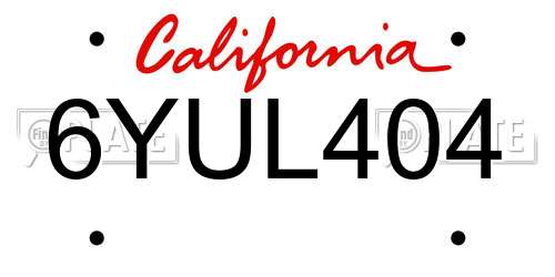 6YUL404 California License Plate