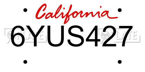 6YUS427 California License Plate