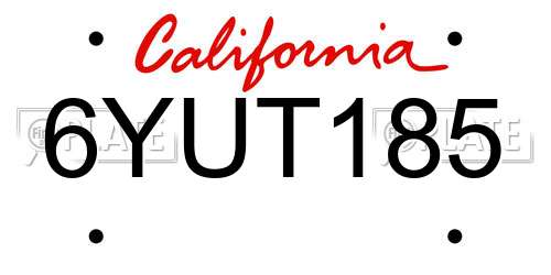 6YUT185 California License Plate
