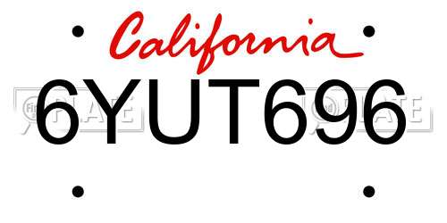 6YUT696 California License Plate