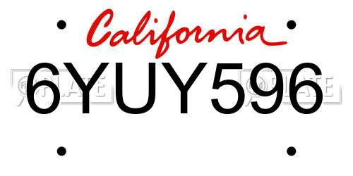 6YUY596 California License Plate