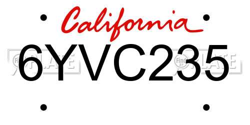 6YVC235 California License Plate