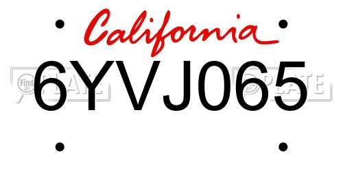 6YVJ065 California License Plate
