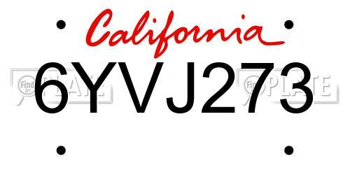 6YVJ273 California License Plate