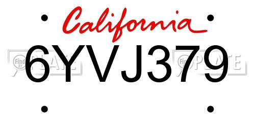 6YVJ379 California License Plate