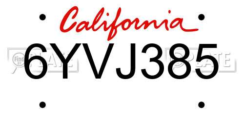 6YVJ385 California License Plate