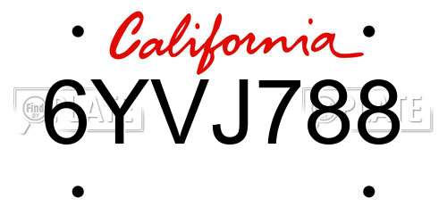 6YVJ788 California License Plate