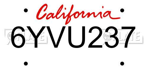 6YVU237 California License Plate