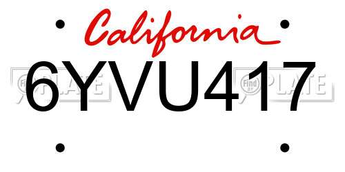 6YVU417 California License Plate