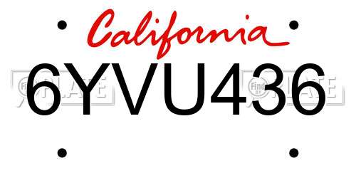 6YVU436 California License Plate