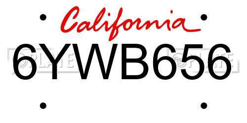 6YWB656 California License Plate