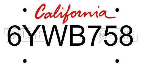 6YWB758 California License Plate