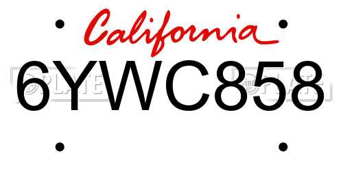 6YWC858 California License Plate