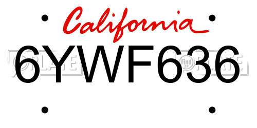 6YWF636 California License Plate