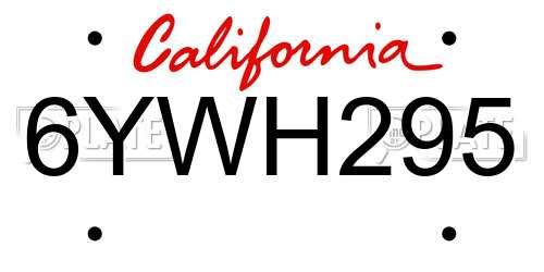 6YWH295 California License Plate