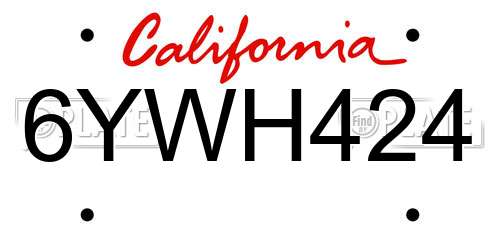 6YWH424 California License Plate