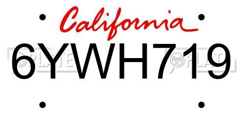 6YWH719 California License Plate