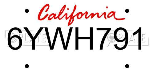 6YWH791 California License Plate