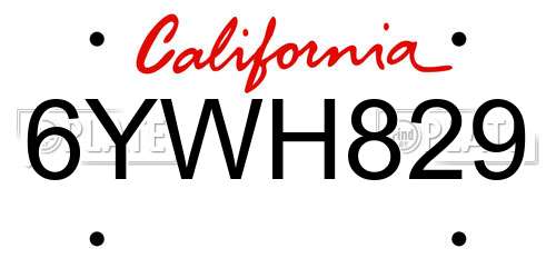 6YWH829 California License Plate