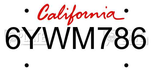 6YWM786 California License Plate