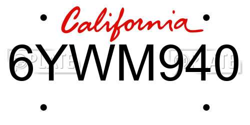 6YWM940 California License Plate