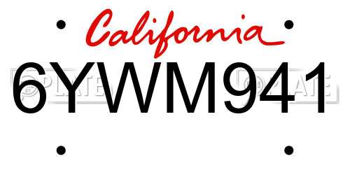 6YWM941 California License Plate