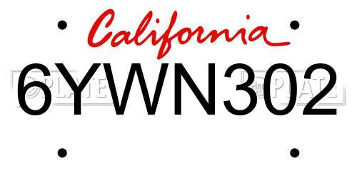 6YWN302 California License Plate
