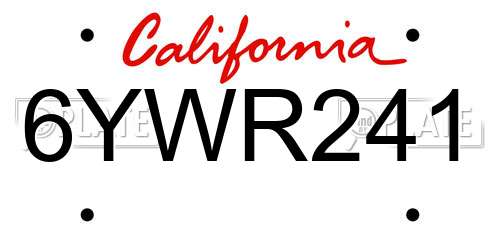 6YWR241 California License Plate