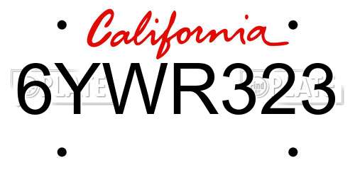6YWR323 California License Plate