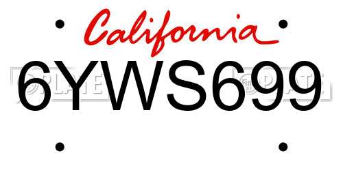 6YWS699 California License Plate