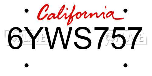 6YWS757 California License Plate