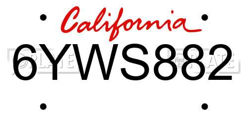 6YWS882 California License Plate