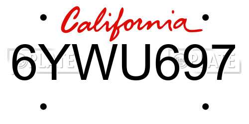 6YWU697 California License Plate