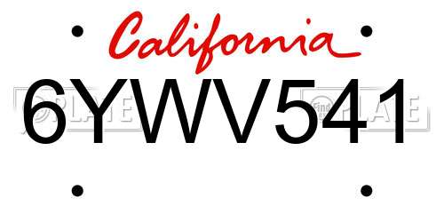 6YWV541 California License Plate