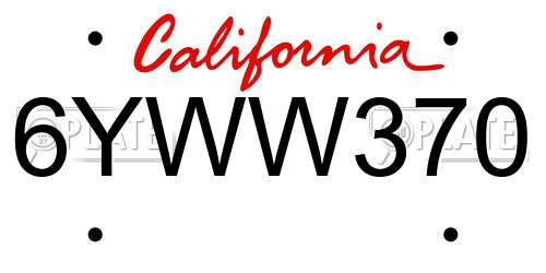 6YWW370 California License Plate