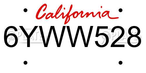 6YWW528 California License Plate