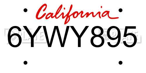 6YWY895 California License Plate