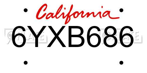 6YXB686 California License Plate