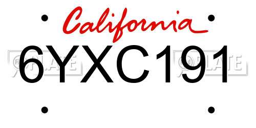 6YXC191 California License Plate