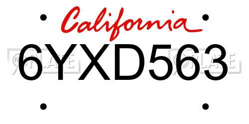 6YXD563 California License Plate