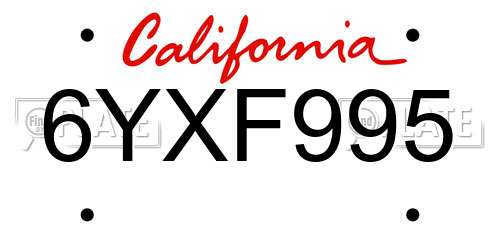 6YXF995 California License Plate