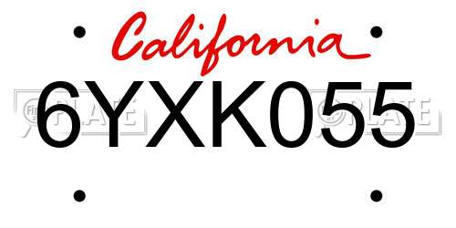 6YXK055 California License Plate