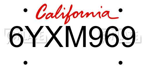 6YXM969 California License Plate
