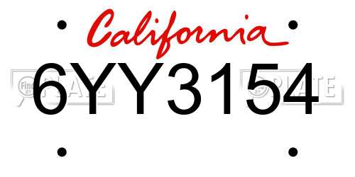 6YY3154 California License Plate