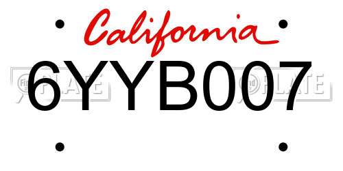 6YYB007 California License Plate