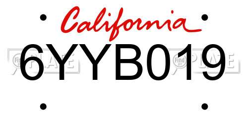 6YYB019 California License Plate