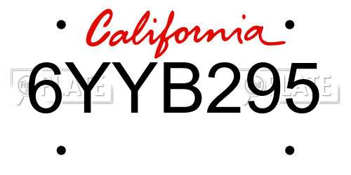 6YYB295 California License Plate