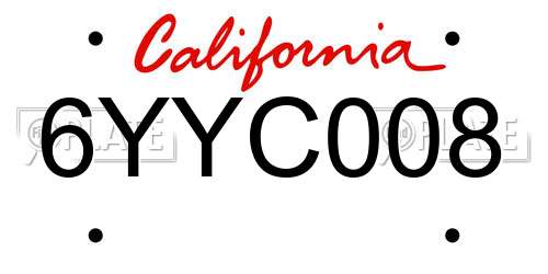 6YYC008 California License Plate